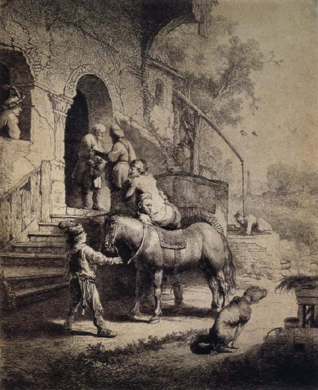 REMBRANDT Harmenszoon van Rijn The Good Samaritan oil painting picture